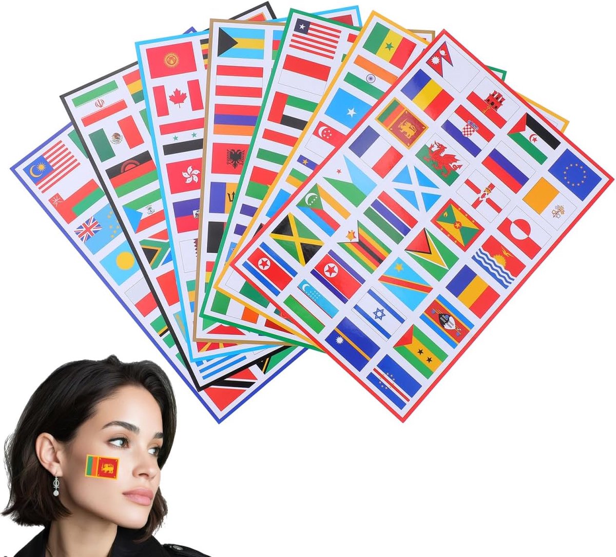 jojofuny 7 vellen wereldvlaggenstickers, waterdichte landenvlaggenstickers voor scrapbooking en schoolprojecten - ShopVlot