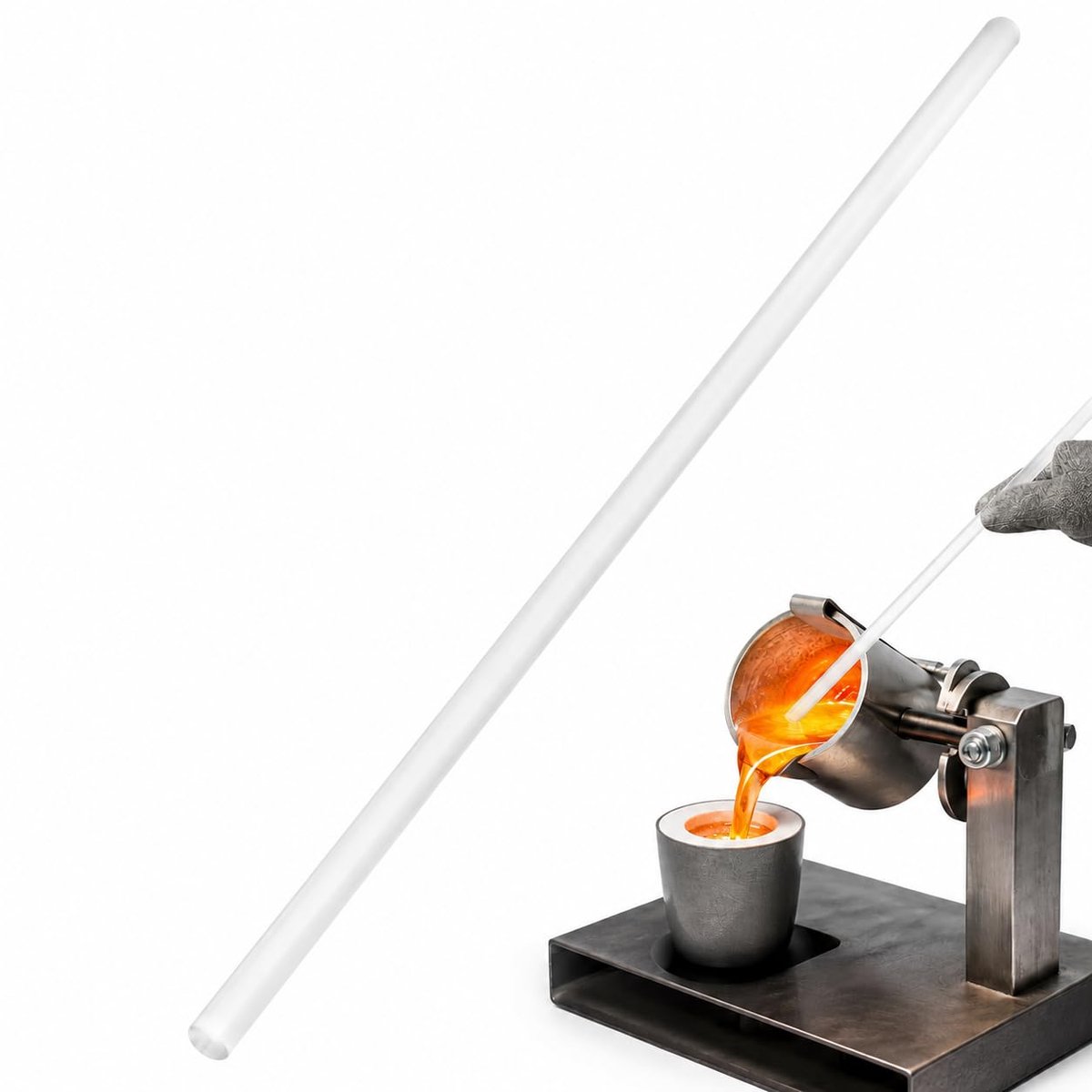 SnelShoppen - Kwartsglas Roerstaaf 40 cm Hittebestendig Laboratorium Glazen Staaf met Grafiet Verwarmingselement voor Industrieel Smelten en Mengstaaf