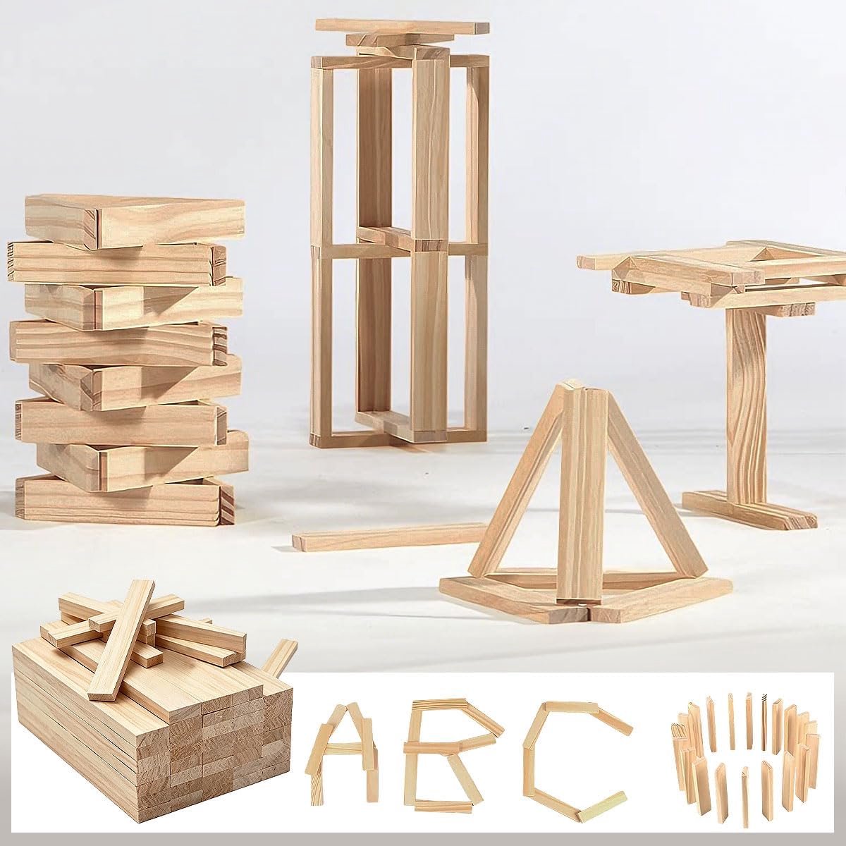 SnelShoppen - 60 Houten Strips om te Knutselen - IJzertransport - Creatief Knutselmateriaal voor Kinderen - Perfect voor Feesten, Schoolprojecten en T