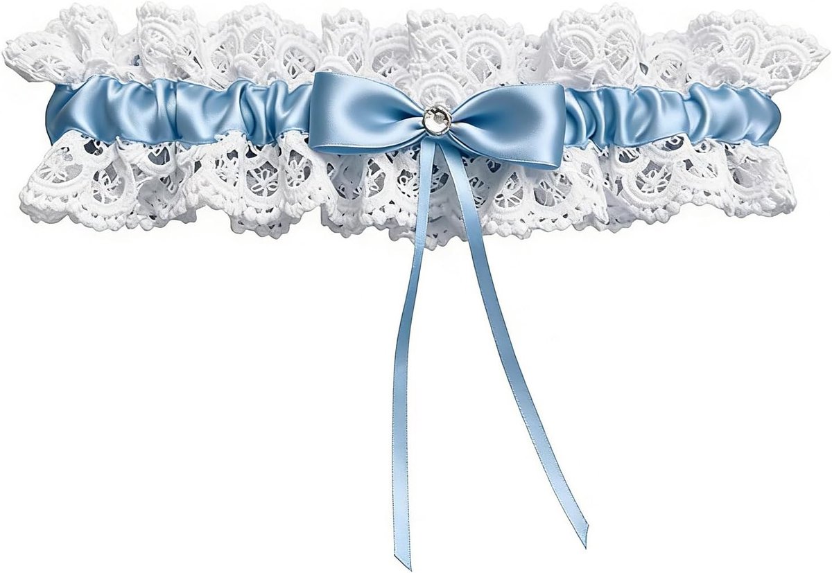SnelShoppen - Elegante Blauwe Bruids Garter van Kant - Comfortabele en Elastische Bruid Accessoires voor Vrouwen en Meisjes - Perfect voor Hennaparty'