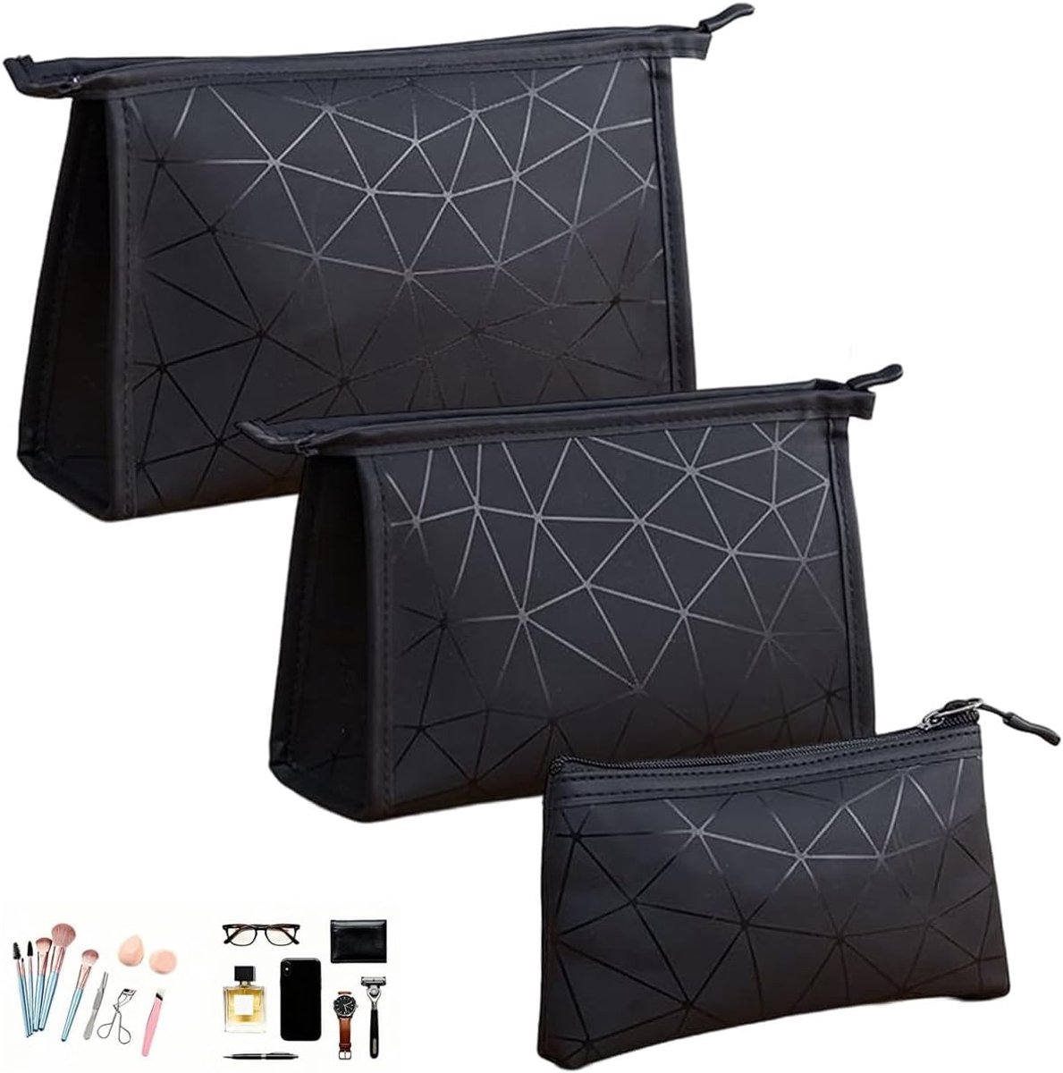 SnelShoppen - Make-uptas met ritssluiting - Cosmetica organizer, toilettas, make-up tasje, waterdicht, compact, lichtgewicht, ideaal voor thuis, reize