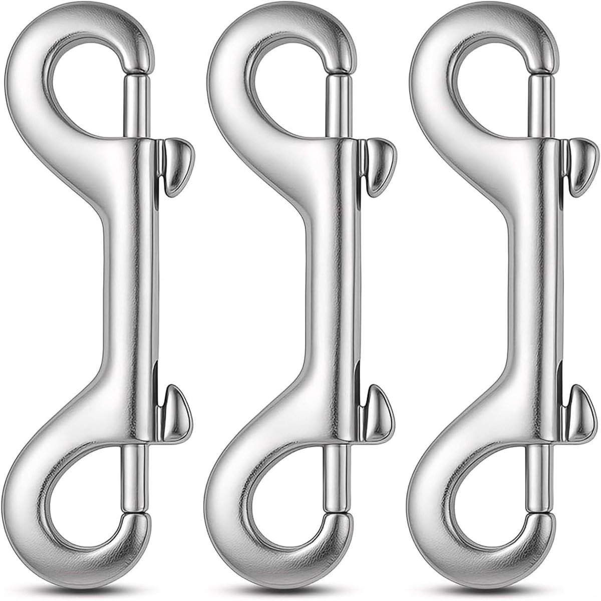 SnelShoppen - 3 stuks dubbele karabijnhaken van staal voor camping, tuin, klimmen, hiken, en meer - Sterk en duurzaam, 50mm breed, ideaal voor buitena