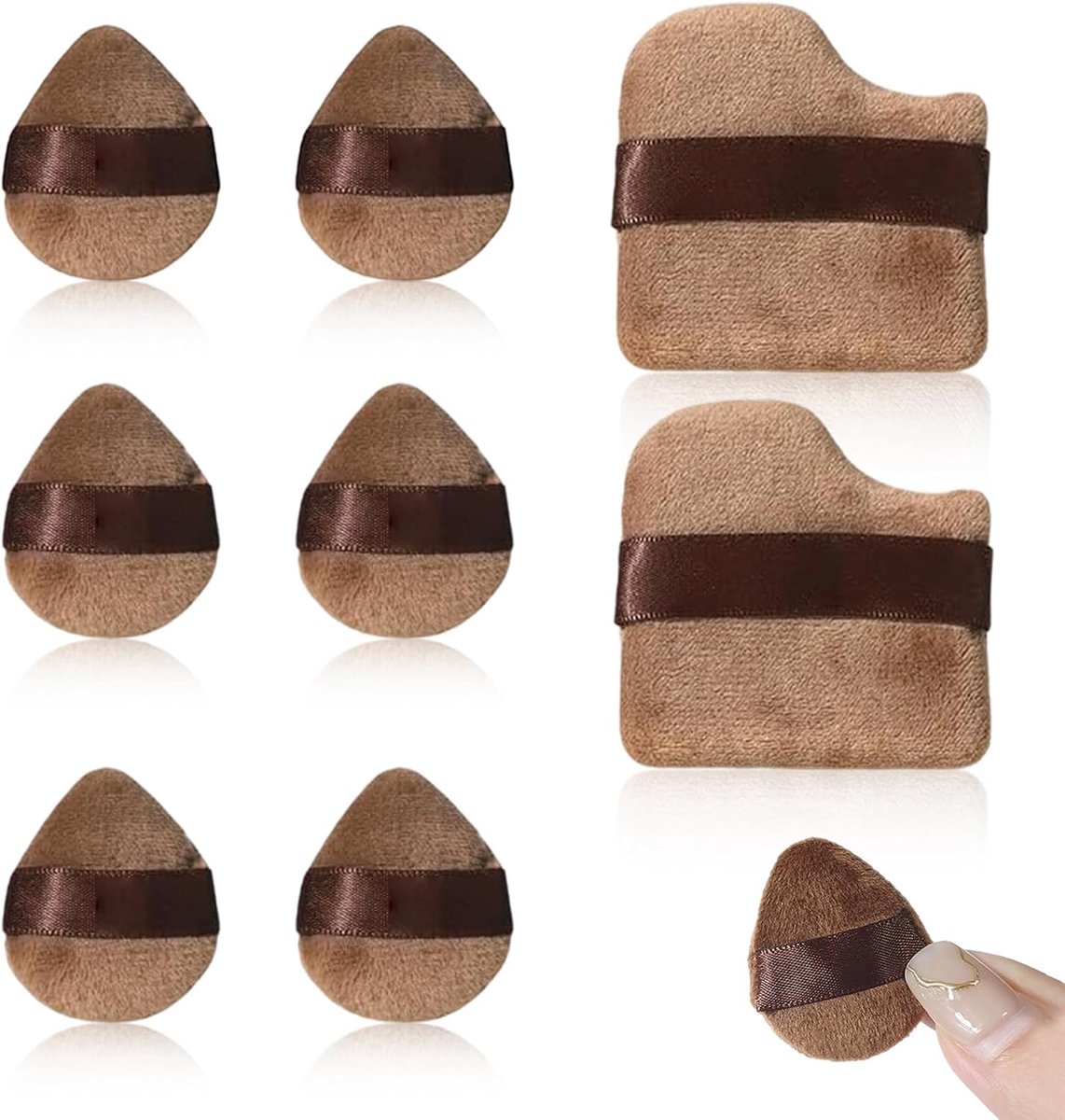 SnelShoppen - Set van 8 Driehoekige Make-upsponzen, Zachte en Herbruikbare Puffs voor Professionele Foundation en Poederapplicatie, Ideaal voor Gezich