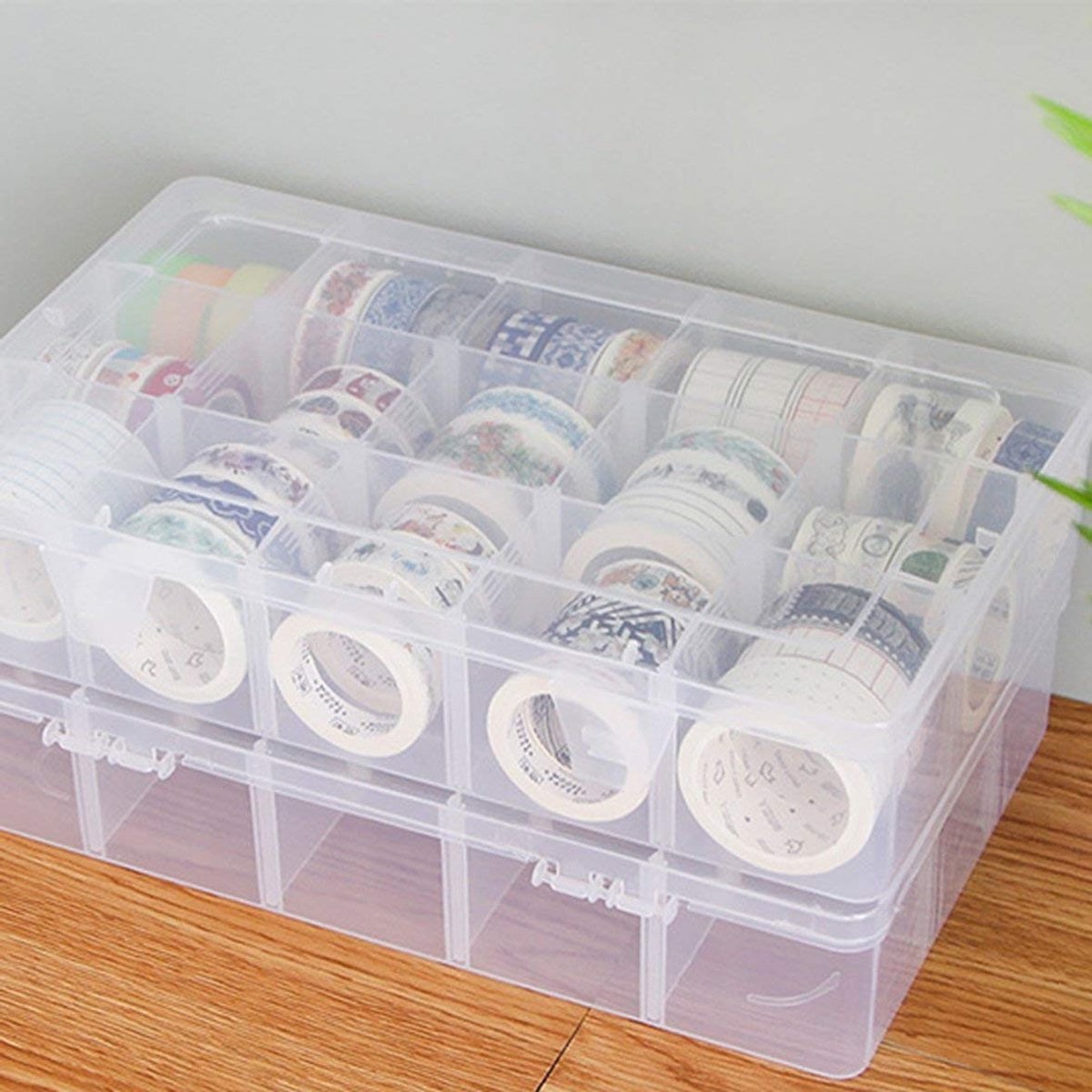 Omgoods - Mini Tape Opbergdoos met 15 Compartimenten, Transparant