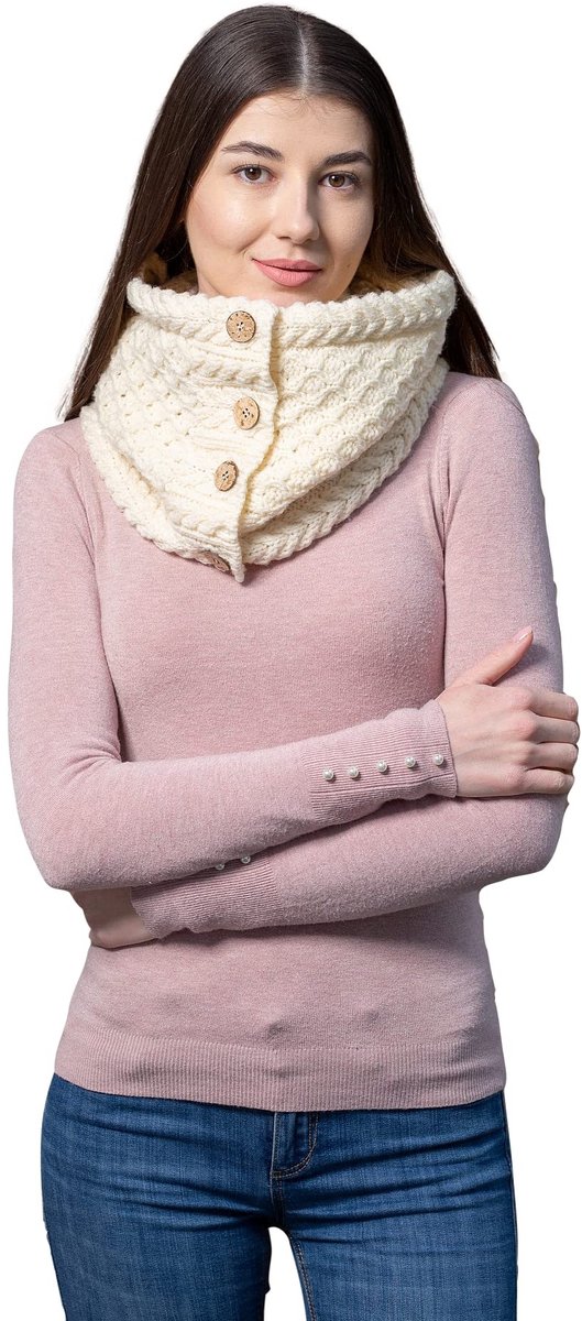 Omgoods - Dames Sjaal van Merinowol met Kokosknopen, One Size