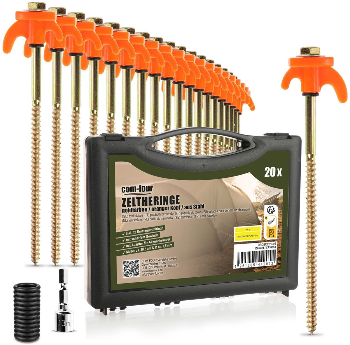Omgoods - 20 Stuks Stevige Tent Pegs met Transportdoos