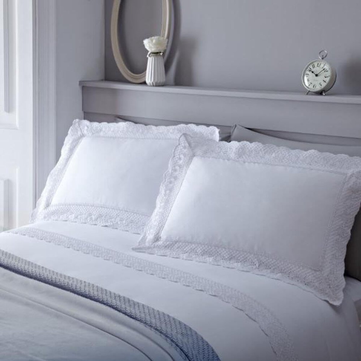 Omgoods - Dubbel Bed Duvet Cover Set met Vintage Witte Kant