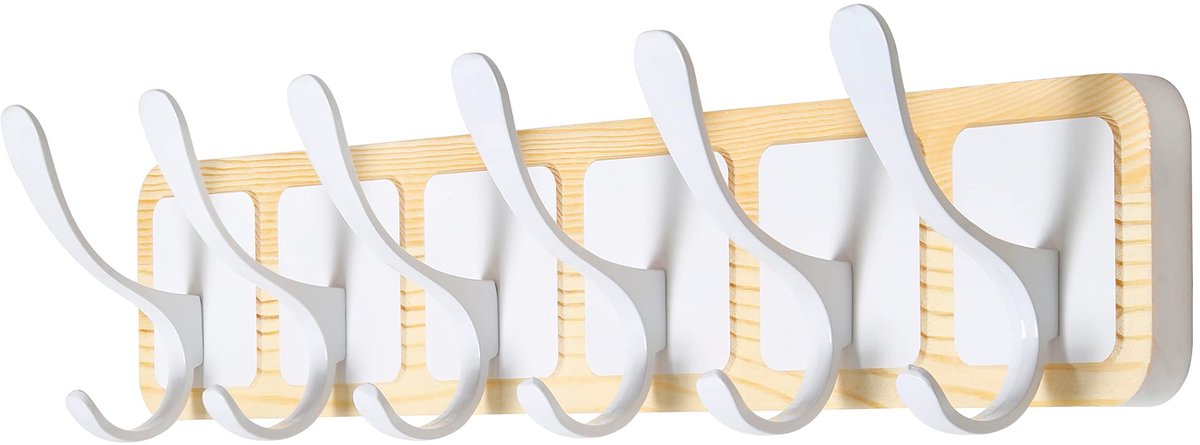 Omgoods - Houten Wandhaak met 6 Haken in Scandi Stijl