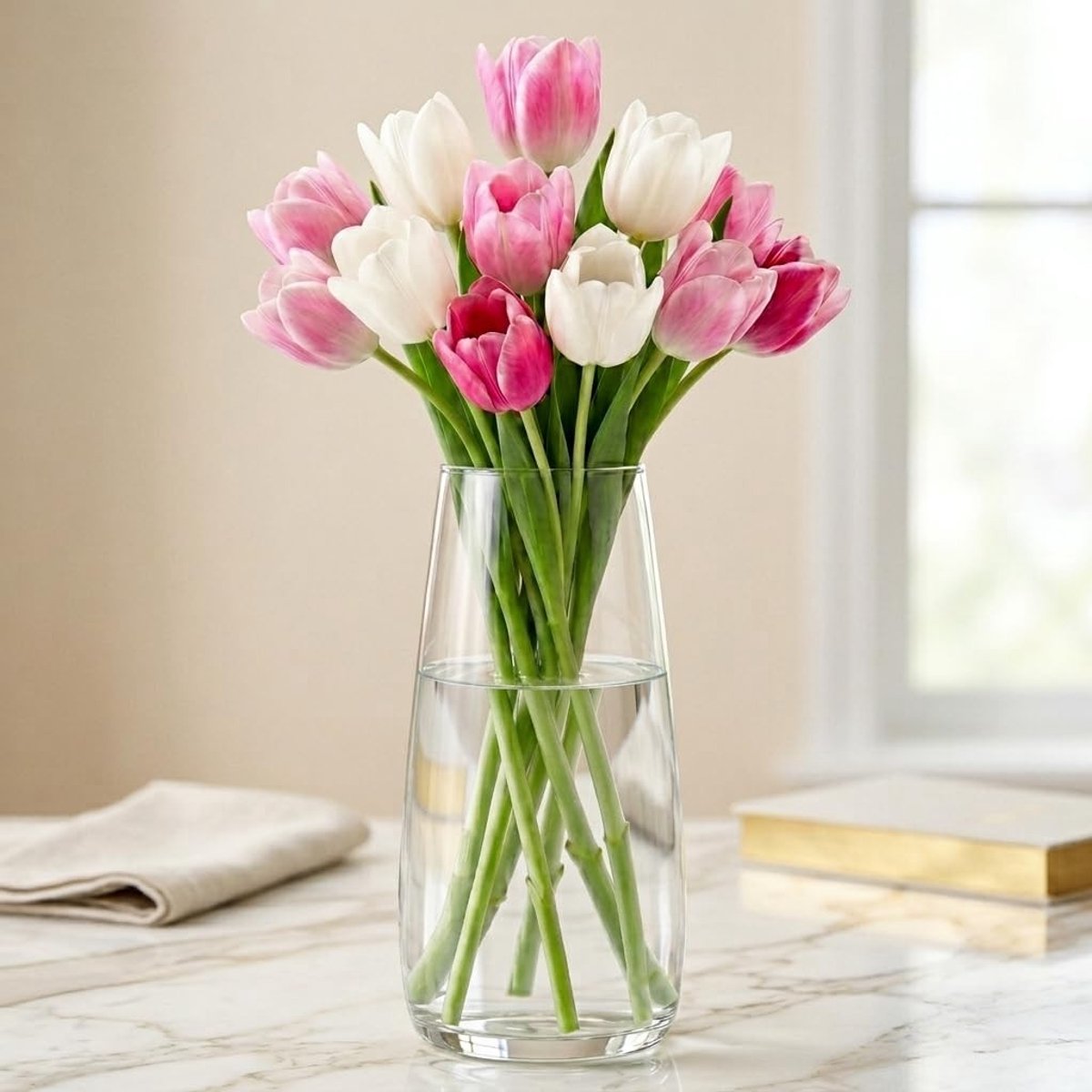 Omgoods - Elegante Handgemaakte Glazen Vaas 22 cm voor Bloemenarrangementen