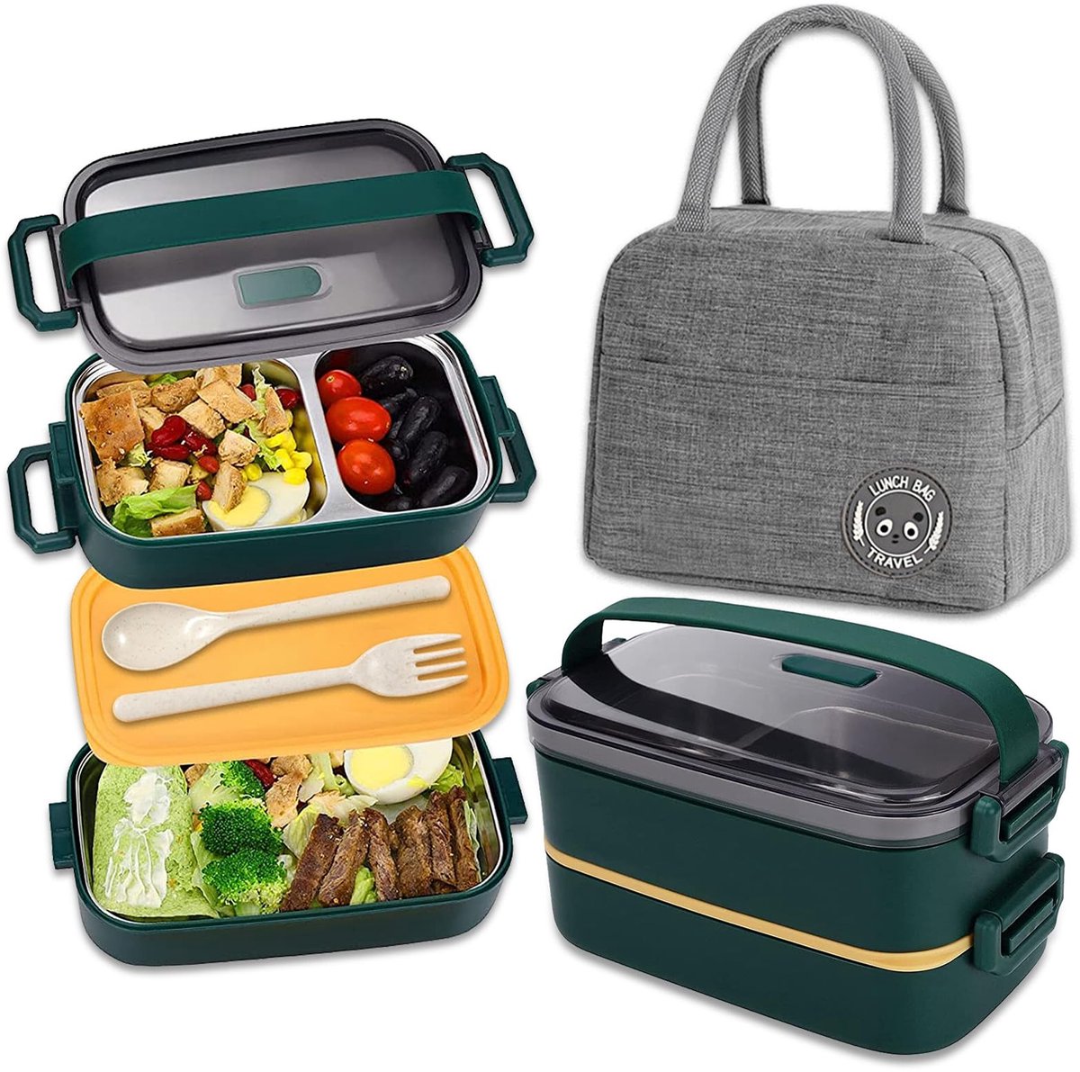 Omgoods - Stalen Lunchbox met 2 Lagen en 1100 ml Capaciteit