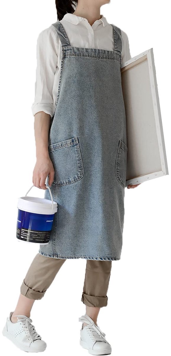 Omgoods - Unisex Denim Schort met Verstelbare Rugband en Pocket