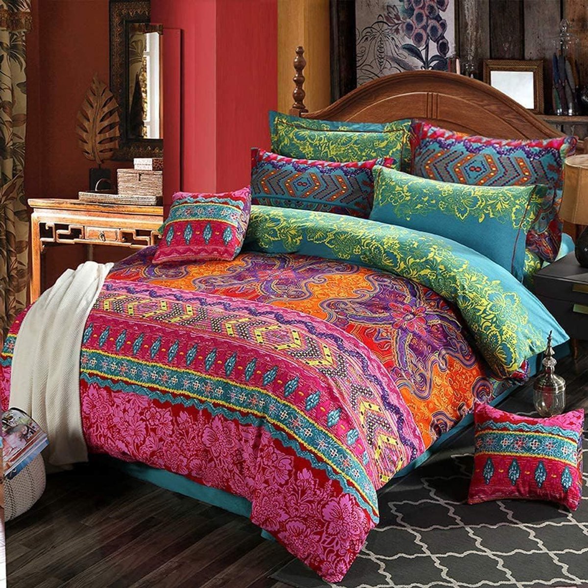 Omgoods - Bohemian Dekbedovertrek Set - King Size met 2 Kussenslopen