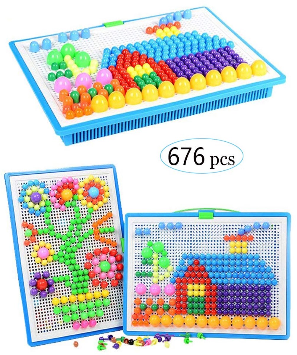 Omgoods - 676 Stuks Paddenstoel Spijkers Pegboard - Educatief Bouwspeelgoed voor Kinderen