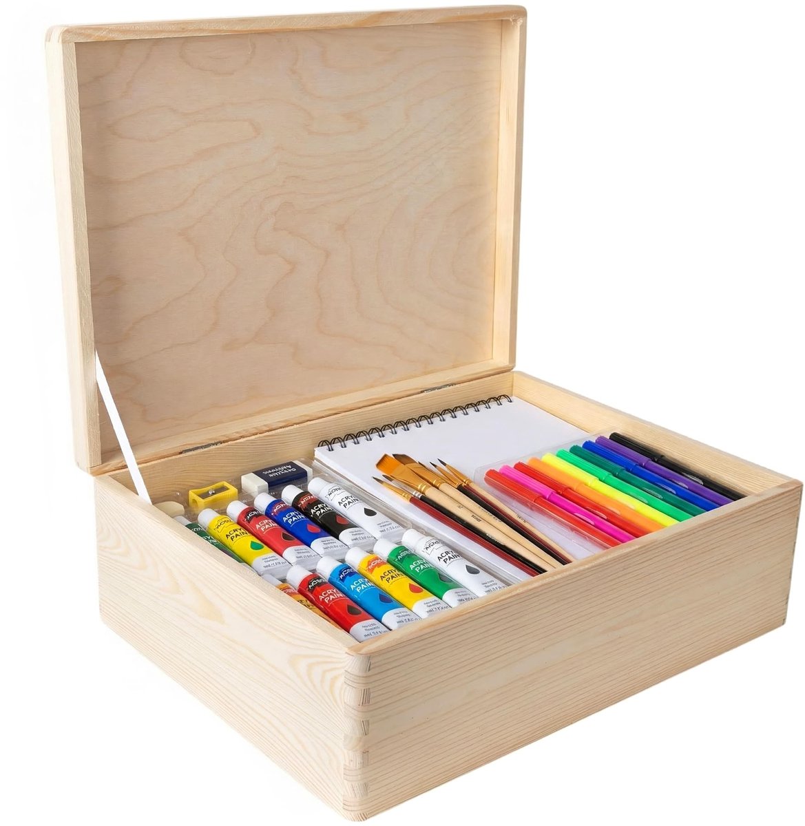 Omgoods - Grote Houten Opbergdoos met Deksel 40x30x14cm