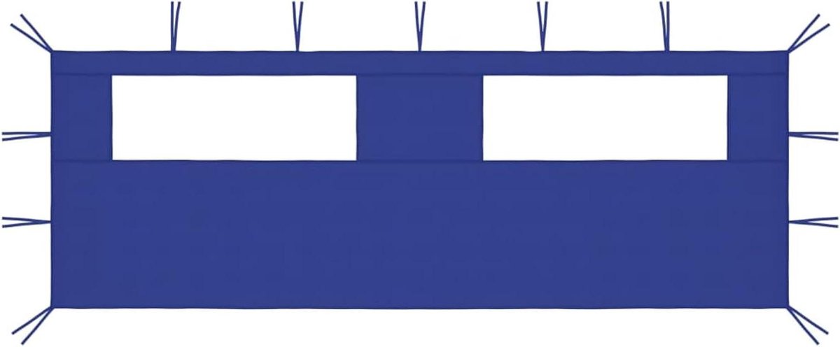 Partytent Zijwand - Tentzeil Raam - Bescherming Buiten - Met Transparant Raam - 6 x 2 m - Blauw