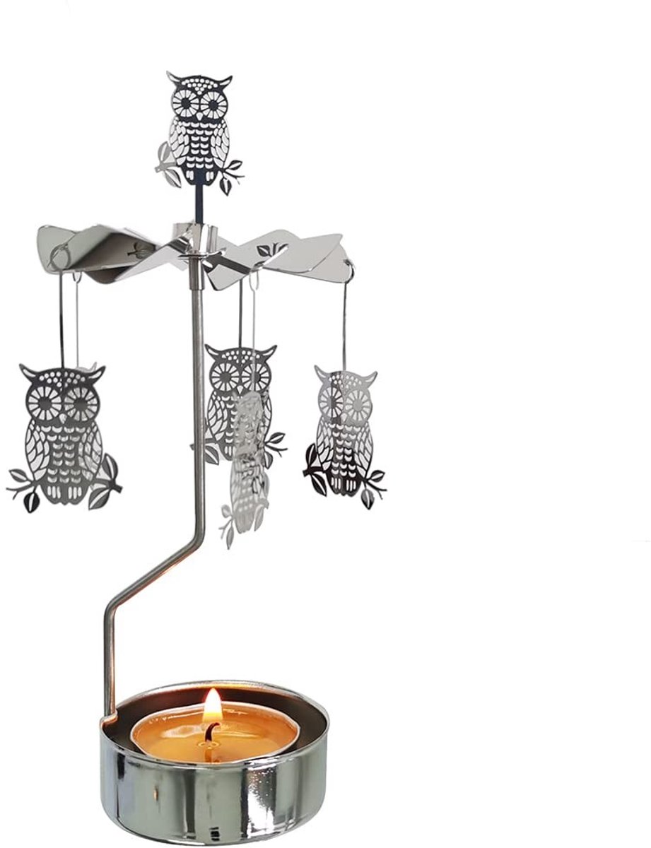 Omgoods - Rotating Candle Holder met Uil Design