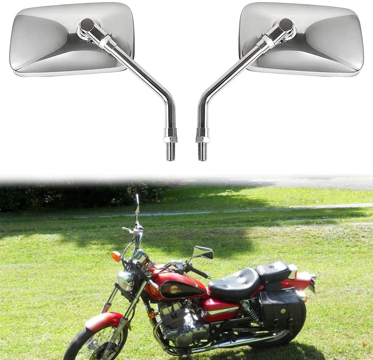 Omgoods - Universele Chrome Motorrugspiegels Geschikt voor 10mm Handvatten