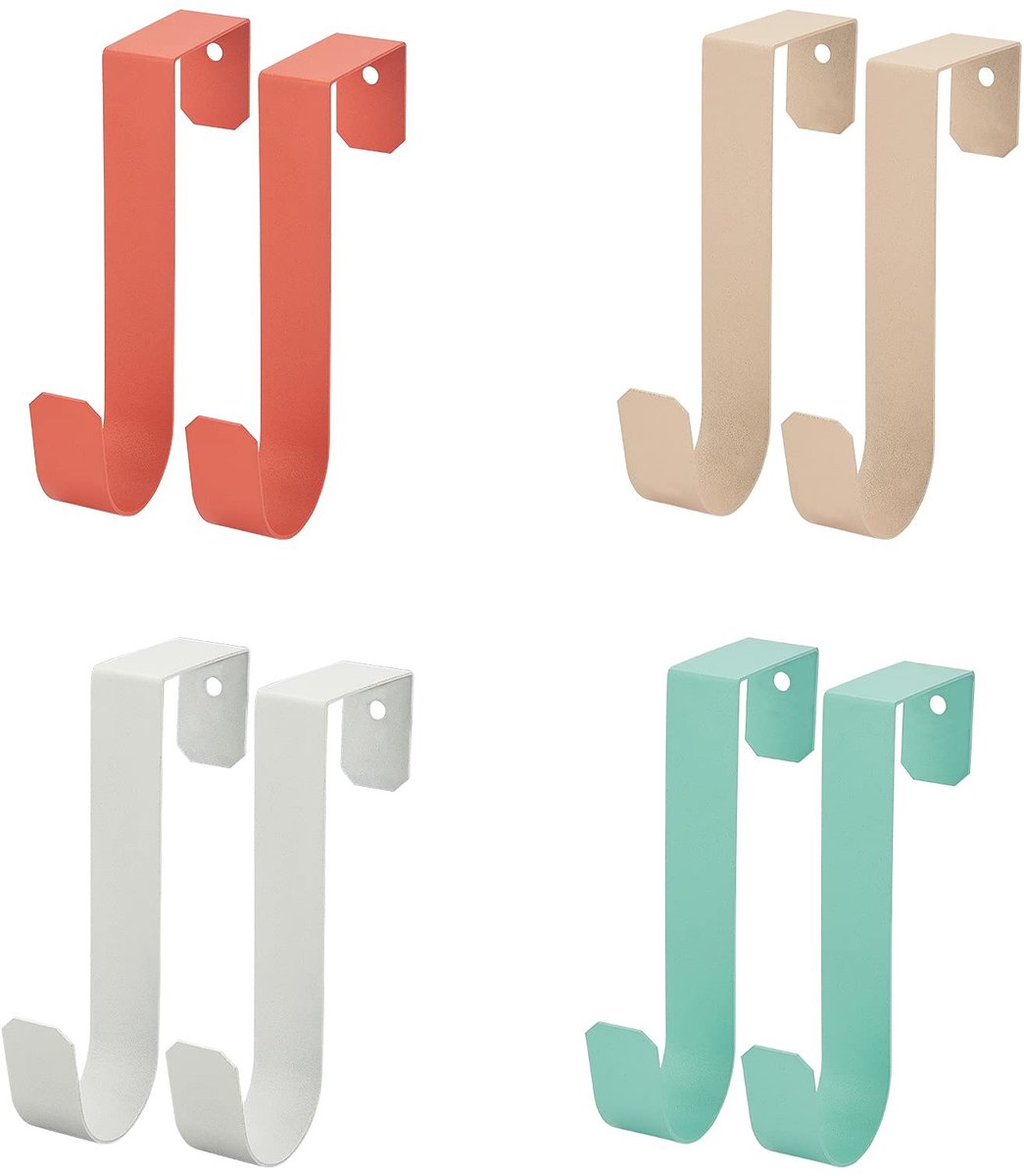 Omgoods - Set van 8 Over-de-Deur Haken van Metaal - 4 Kleuren