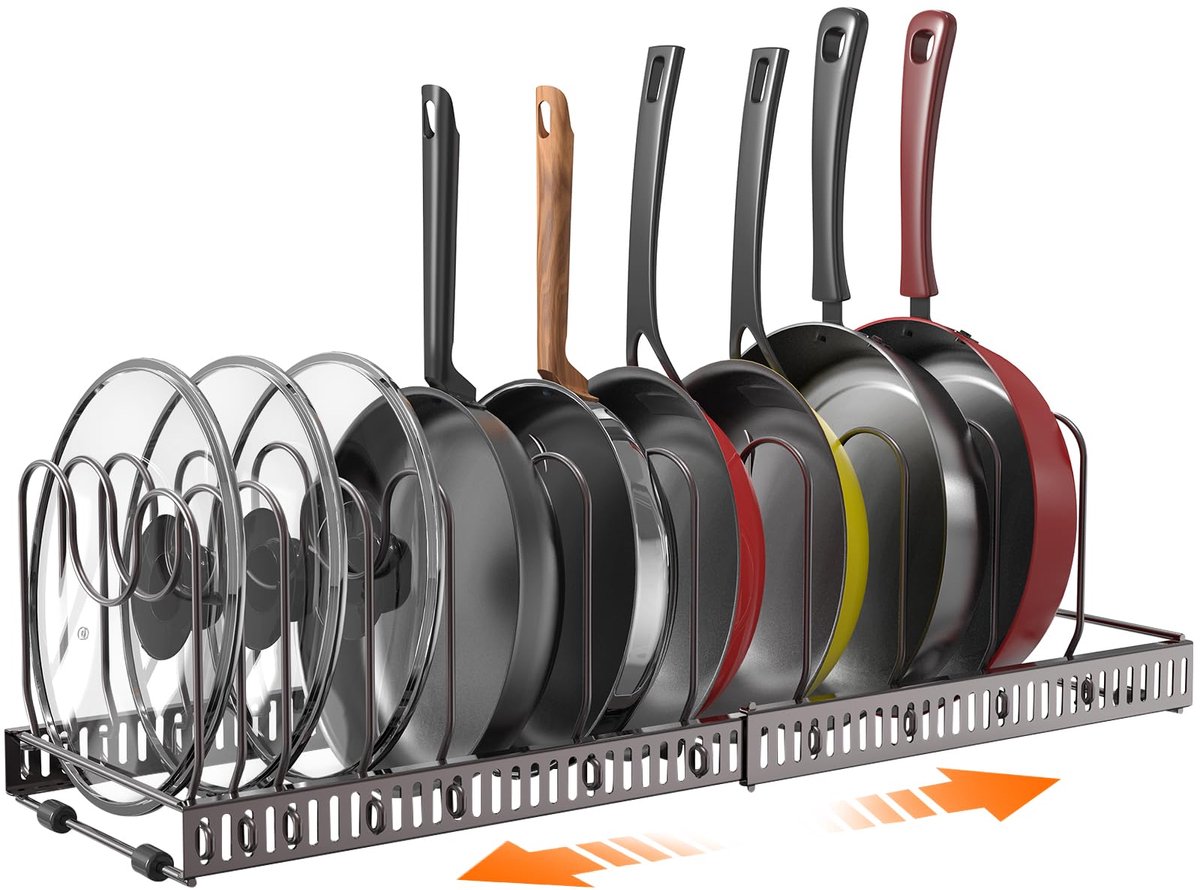 Omgoods - Pannen Organizer Rack - Uitschuifbare Pannenhouder voor Keuken