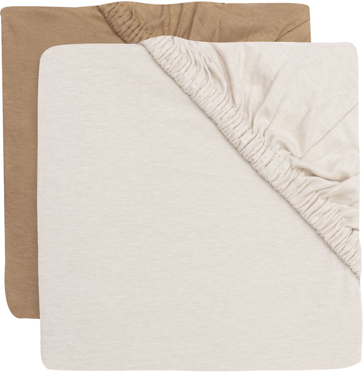 Jollein Hoeslaken Wieg - 40/50x80/90cm - Jersey - Hazel/Oatmeal - 2 stuks