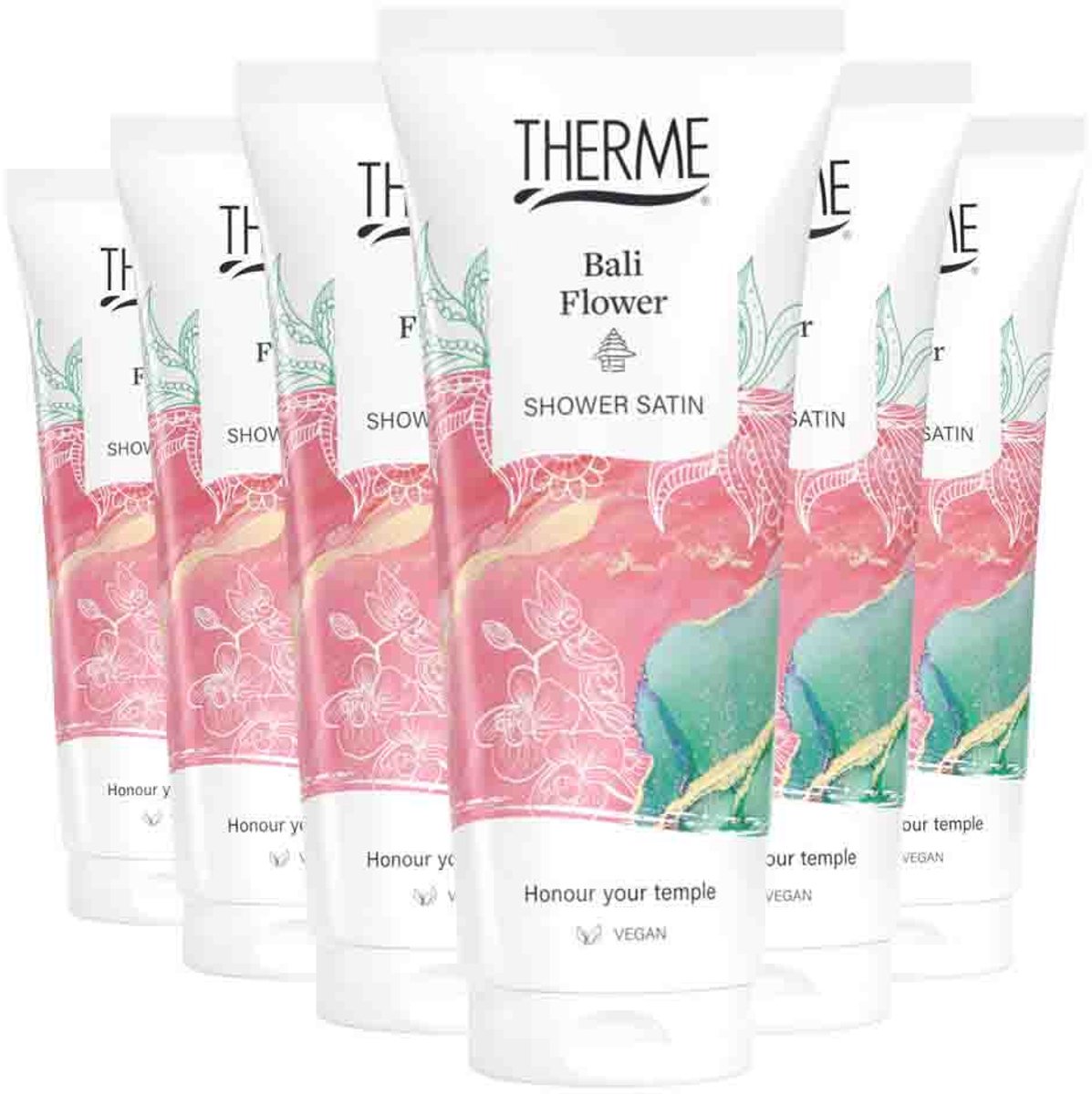 Therme Bali Flower Shower Satin - 6 x 200 ml - Voordeelverpakking