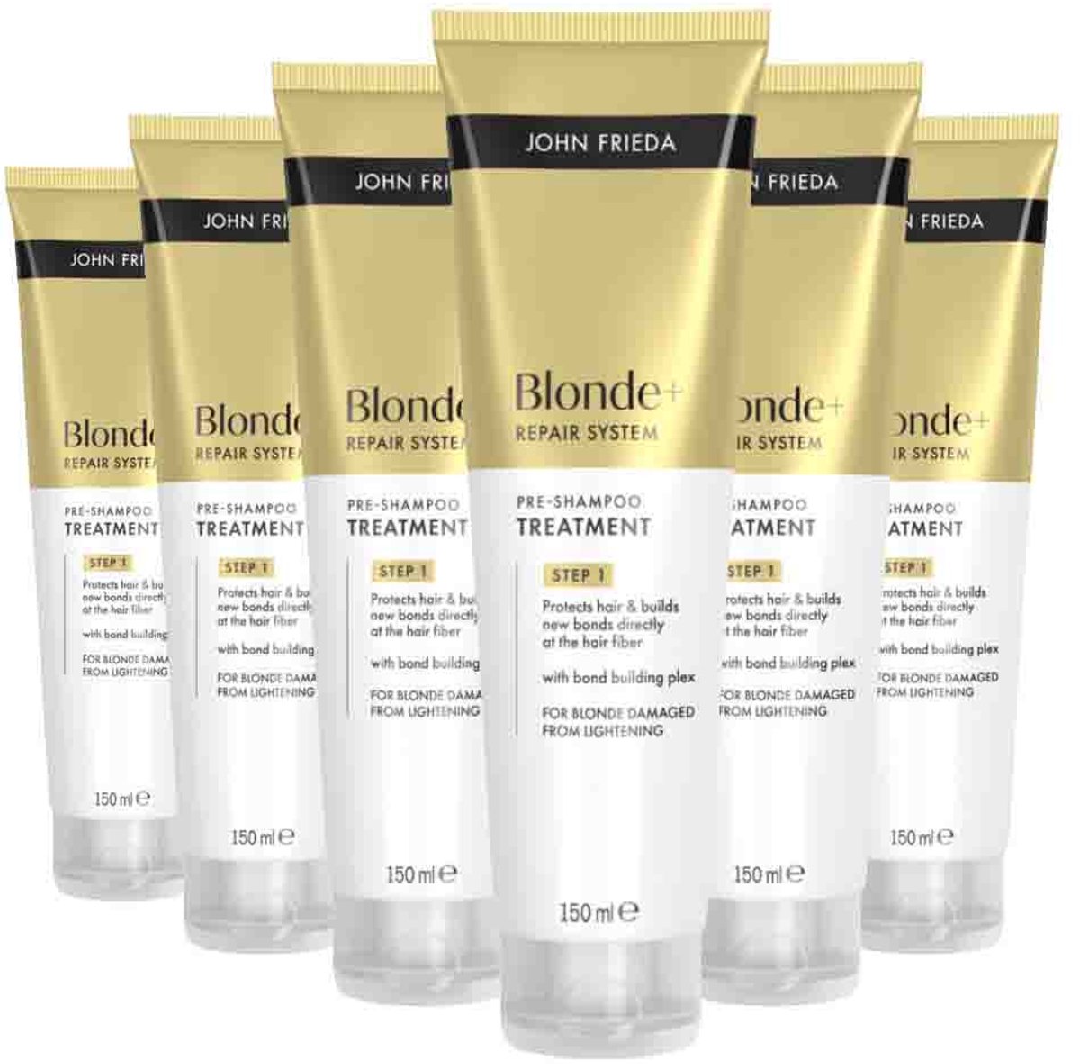 John Frieda Blonde+ Repair Bond Building Pre-Shampoo - 6 x 150 ml - Voordeelverpakking