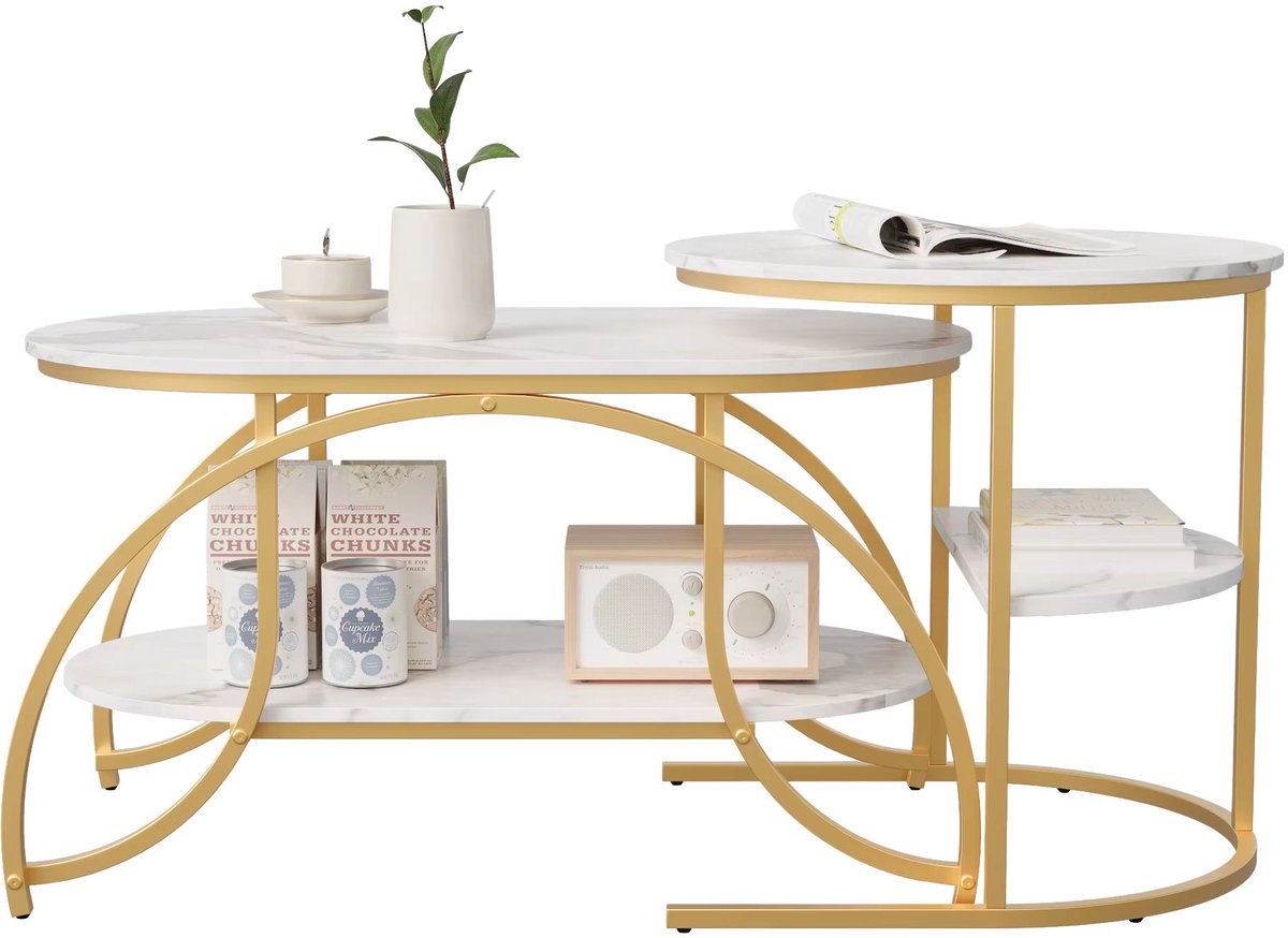 Set 2-delig Salontafel Goud – Moderne Koffietafel