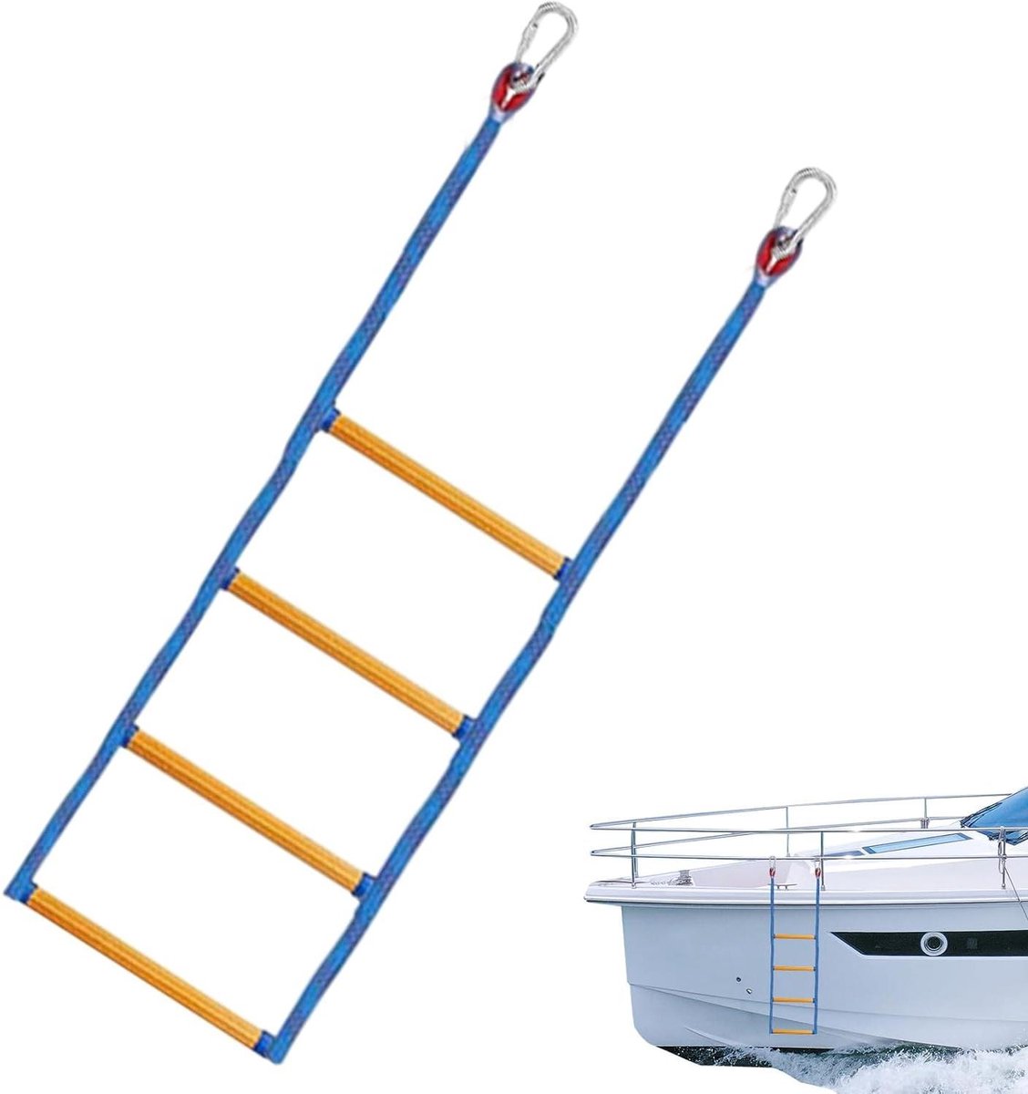 Bootladder - Ontsnappingsladder Varen - Veilig Klimmen - Geprofileerde Treden - 120 cm - Blauw