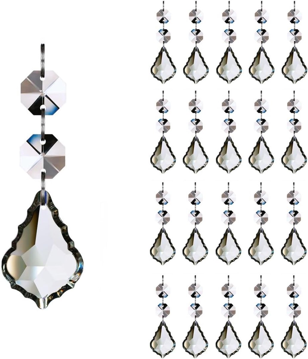 20 stuks kristallen kroonluchter prisma's vervanging hanger onderdelen, 38 mm hangende kristallen kralen voor kroonluchter bruiloft decoratie helder