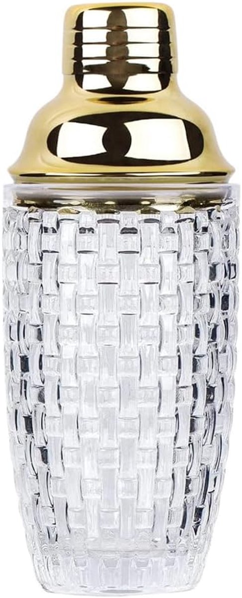 cocktailshaker set van 13 ounce - glazen shaker voor cocktails, drankshaker, cocktailshaker en cocktailshaker in goud, eenvoudige installatie