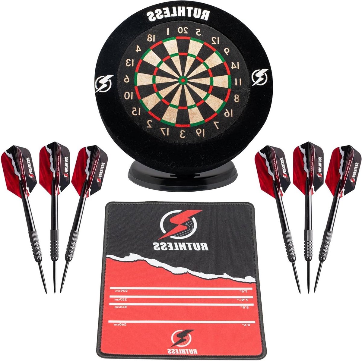 Mini Dartbord Set - Bureau Dartspel - Ontspanning op Kantoor - Met Stalen Punt Darts - 150mm Bord Diameter - Zwart