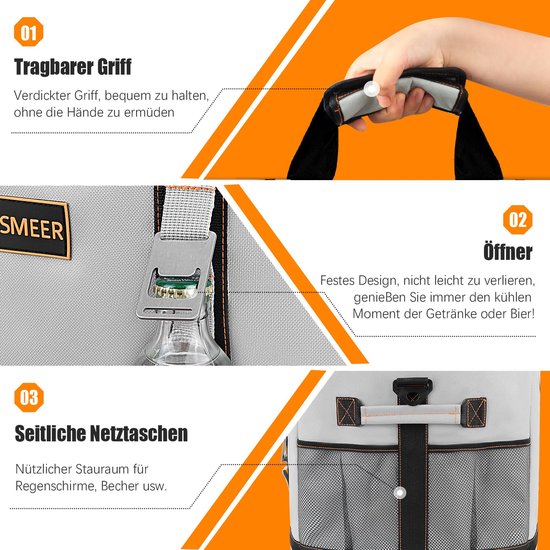 Koeltas 48 liter - XXL opvouwbaar, waterdicht, ideaal voor picknick, kamperen, stranden en uitstapjes van Merkloos — afbeelding 4