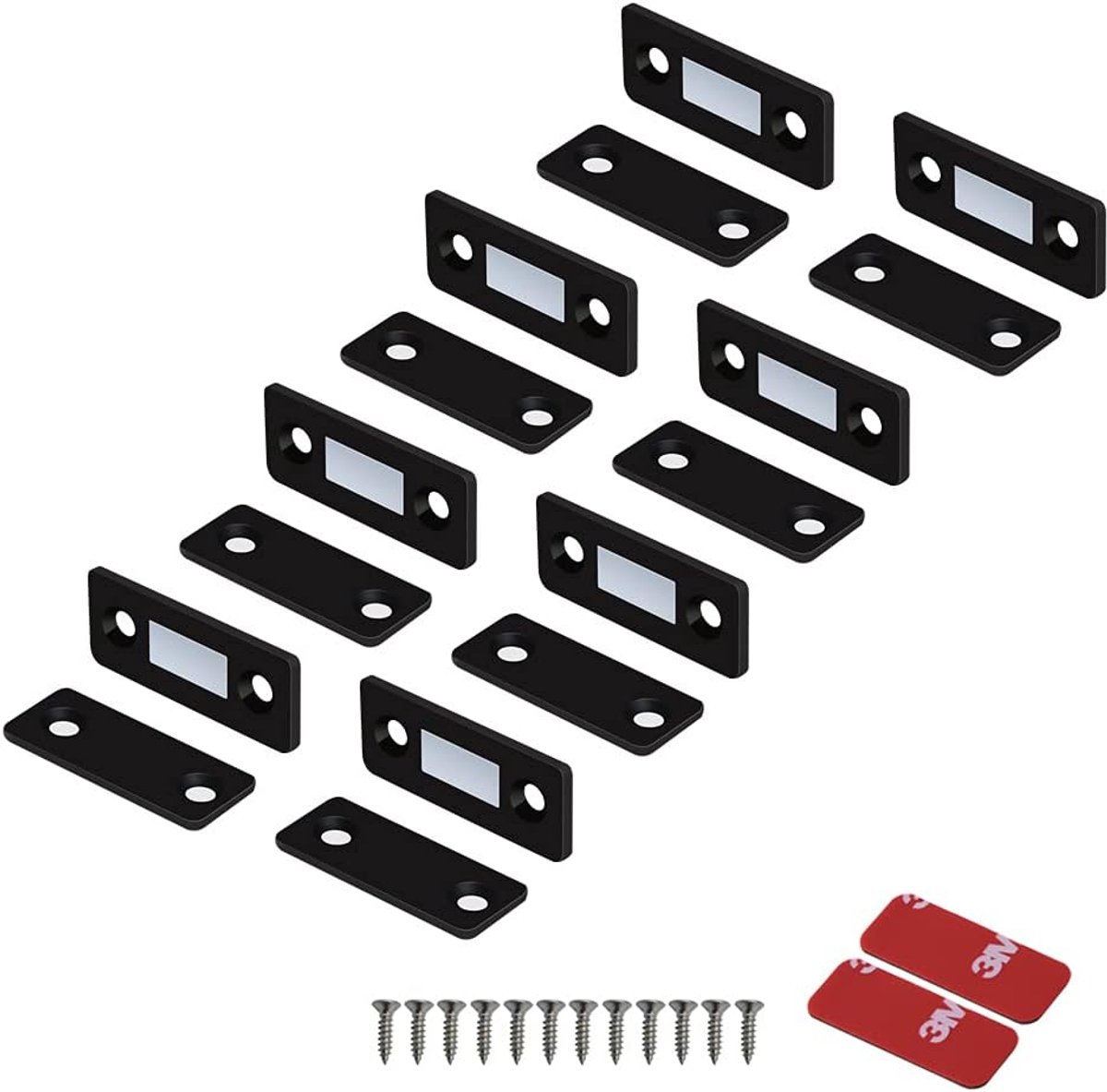 Magnetische deurvangst, ultradunne kastmagneten, roestvrijstalen lademagneetvangst voor schuifdeursluiting, keukenkast, kast, kastsluiting (zwart-8 stuks)