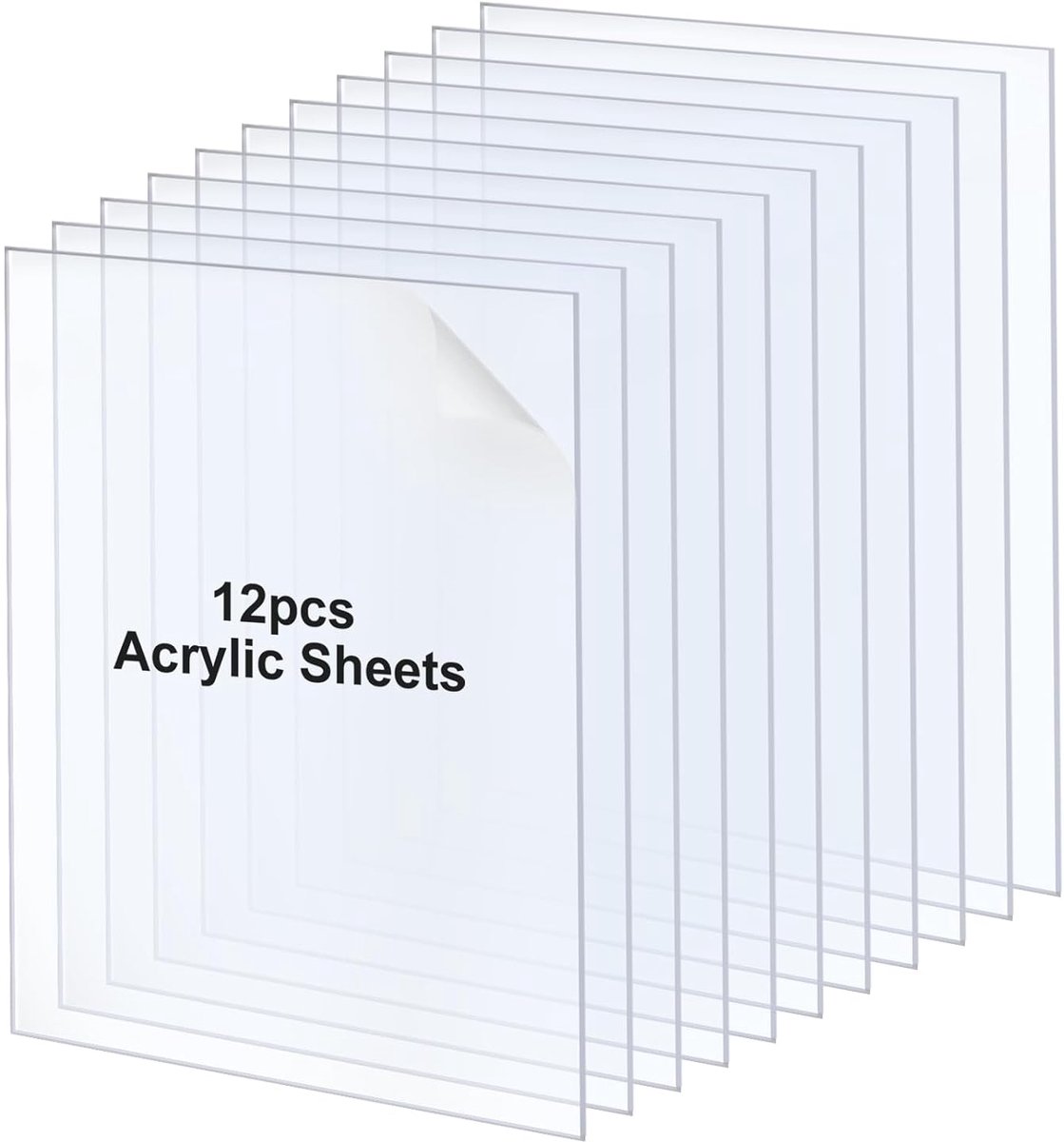 12 stuks, vierkante acrylplaat, acrylplaten, transparant acrylglas, 1 mm dik, A4 acrylplaten voor het reserveglas van fotolijst