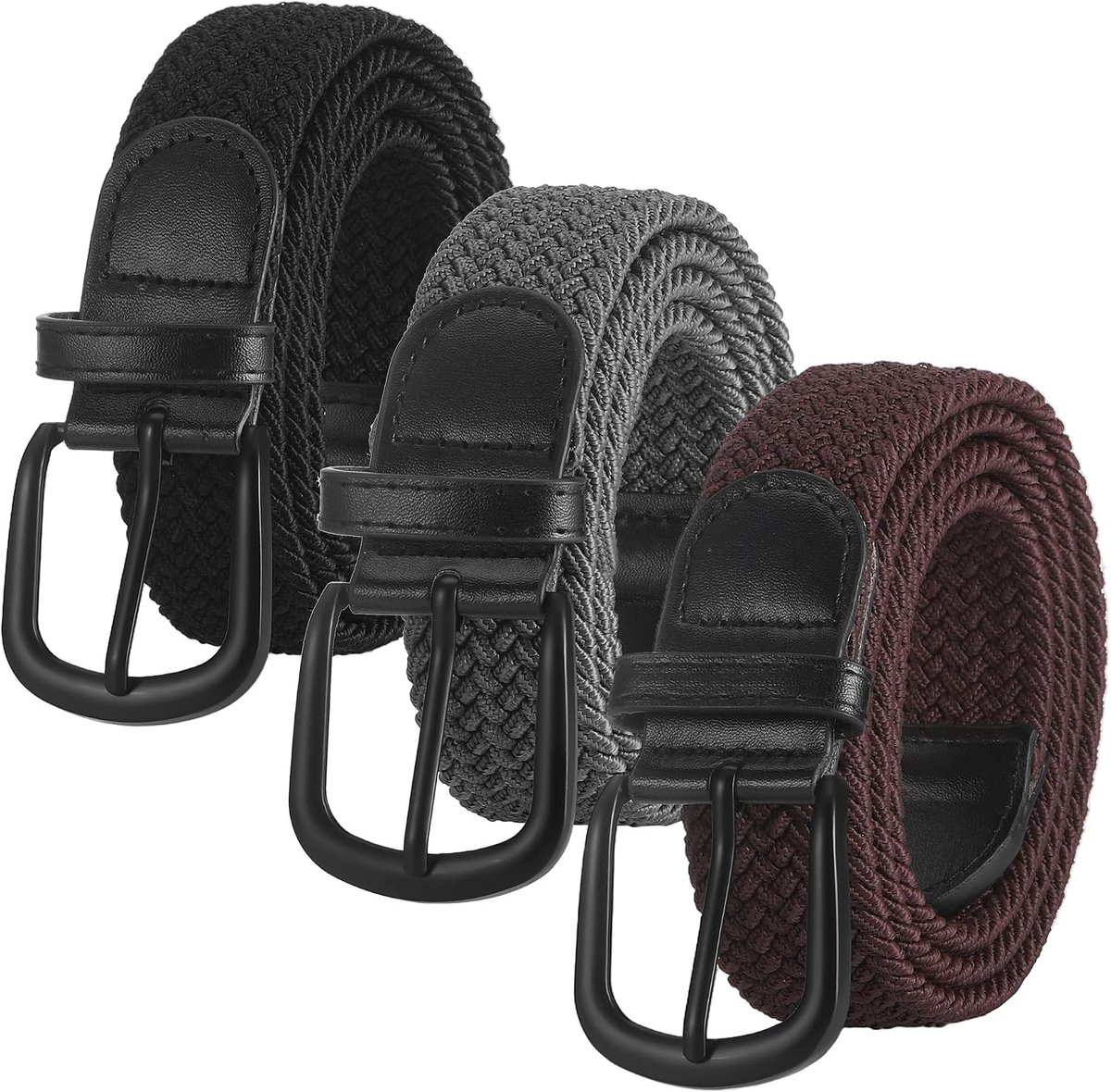 riem voor heren, gevlochten stretchriem met metalen gesp, casual riem voor heren en dames, geweven golfriemen zonder gat, 3,5 x 110 cm