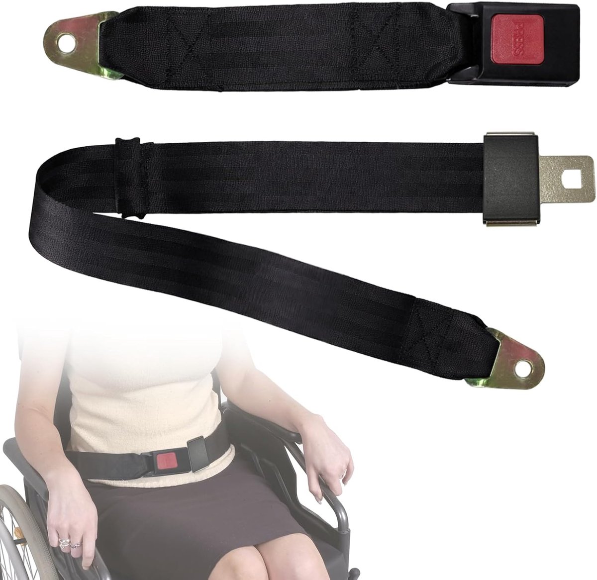 Veiligheidsgordel voor oudere rolstoelen voor gehandicapte patiënten - Vervangende accessoires voor elektrische scooters, verstelbaar tot 50 "L, 1,5 "W