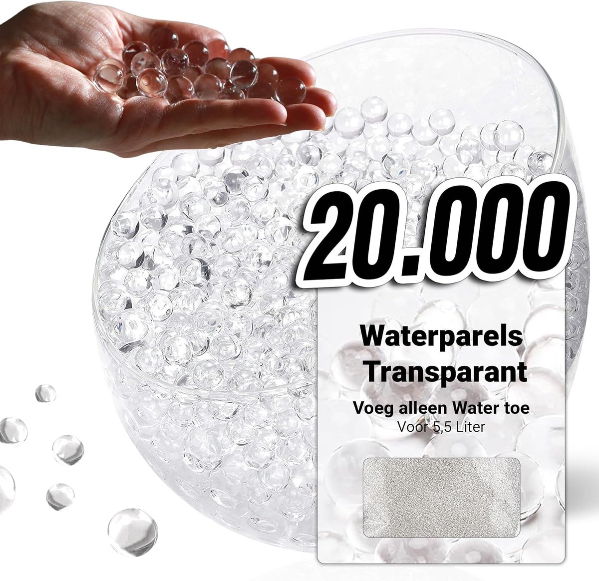 Waterparels Transparant - Waterballetjes Gelballetjes - Clear Water Beads - 12mm - 20.000 Stuks - Voor 11 Liter (Transparant 20k)