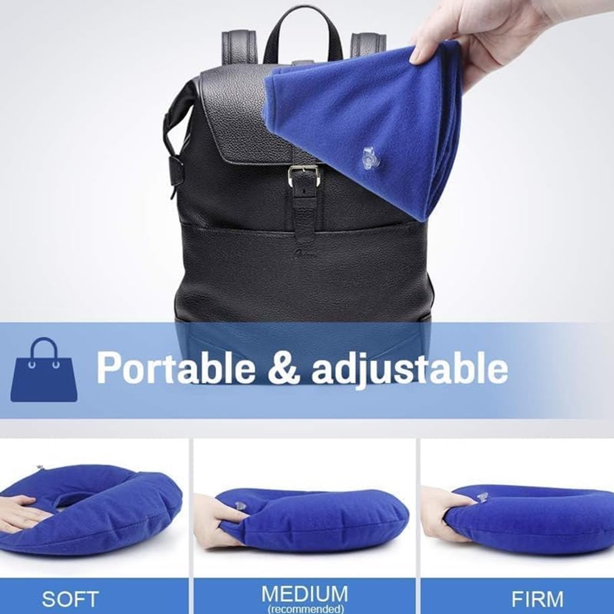 Zitkussen, opblaasbaar, rond kussen met pomp, opblaasbaar, orthopedisch rond kussen, opblaasbaar, voor aambeien, pijn in het stuitbeen en zwangere vrouwen (blauw)