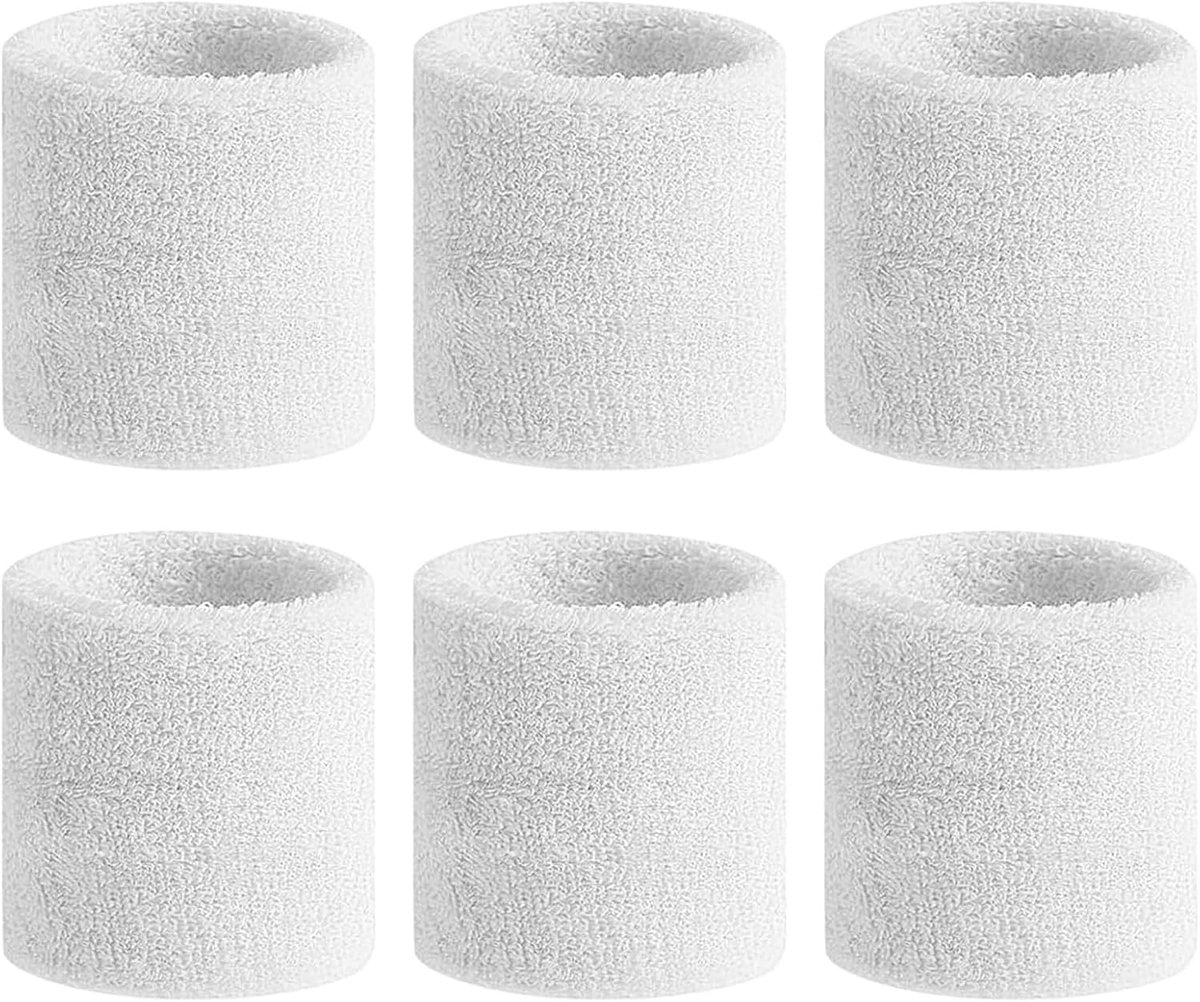 Zweetbanden, 6 stuks, voor jongens en meisjes, zweetbanden, absorberende zweetband voor kinderen, katoenen zweetband, arm voor voetbal, basketbal en tennis, sport