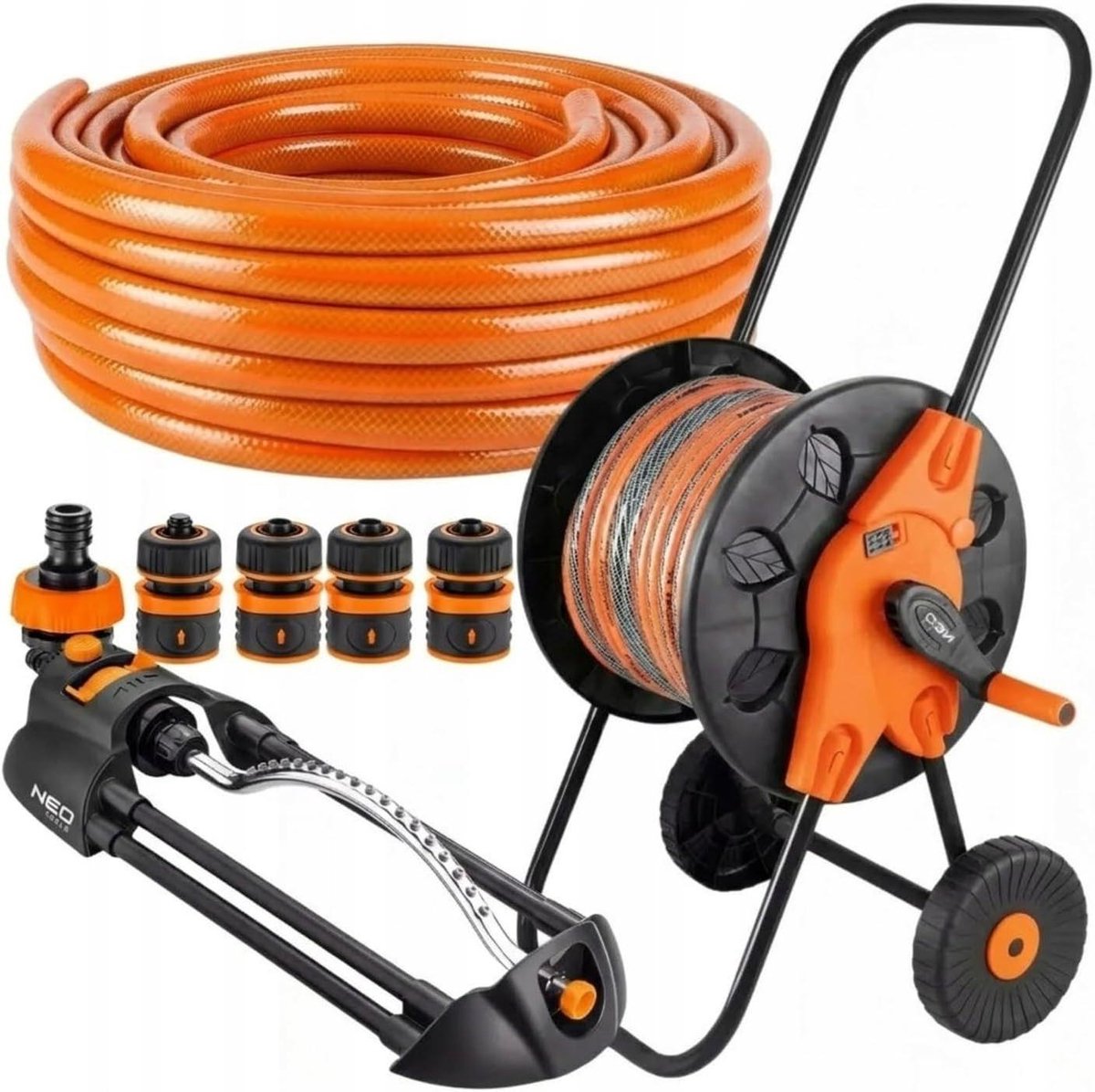 Tuinslang Set - Slangwagen met Sproeier - Tuin Bewateren - 4-Laags UV-Bestendig - 20 m - Meerkleurig