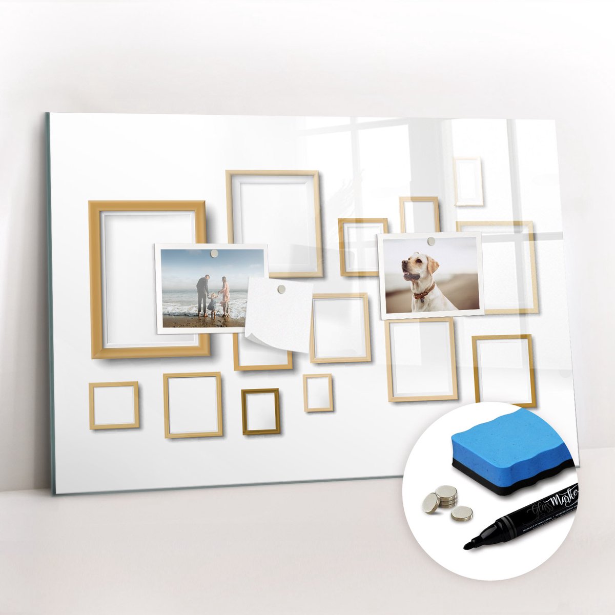 Tulup Whitebord - Houten frames - 60 x 40 cm - Bruin Memo Magneetbord - Gratis 5 Sterke Magneten + Whiteboard Marker & Wisser - Decoratief Magnetisch Bord - Magnetisch Bord Kind - Ideeënbord Thuiswerkplek
