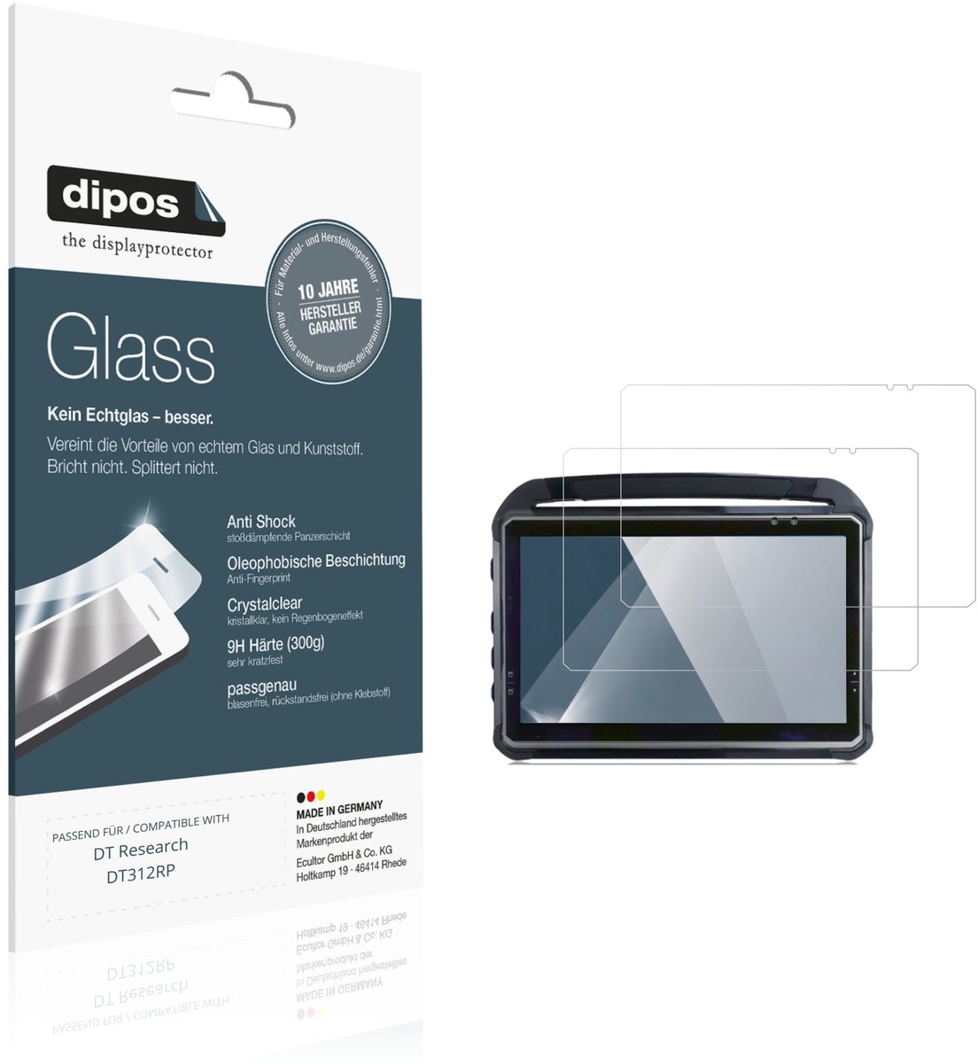 dipos – 2x Pantserfolie geschikt voor DT Research DT312RP | 9H Screenprotector