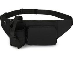 Running Belt - Hardloopheuptas – Sportheuptas – Heuptas met bidonhouder – Hydratatiegordel – Geschikt voor hardlopen, wandelen en reizen – Unisex – Zwart