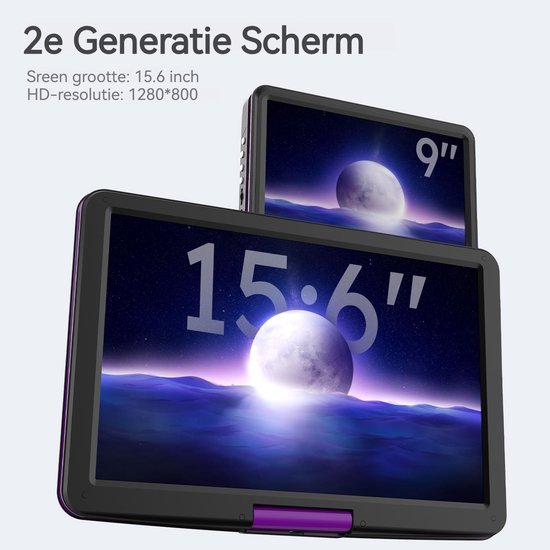 Boifun 17,5 inch draagbare dvd-speler - met 15,6" HD groot draaibaar scherm - voor auto en kinderen - 4-6 uur werktijd met ingebouwde batterij - geheugen-afspeelfunctie, ondersteuning USB/TF-kaart [Blu-ray niet ondersteund] van Boifun — afbeelding 5