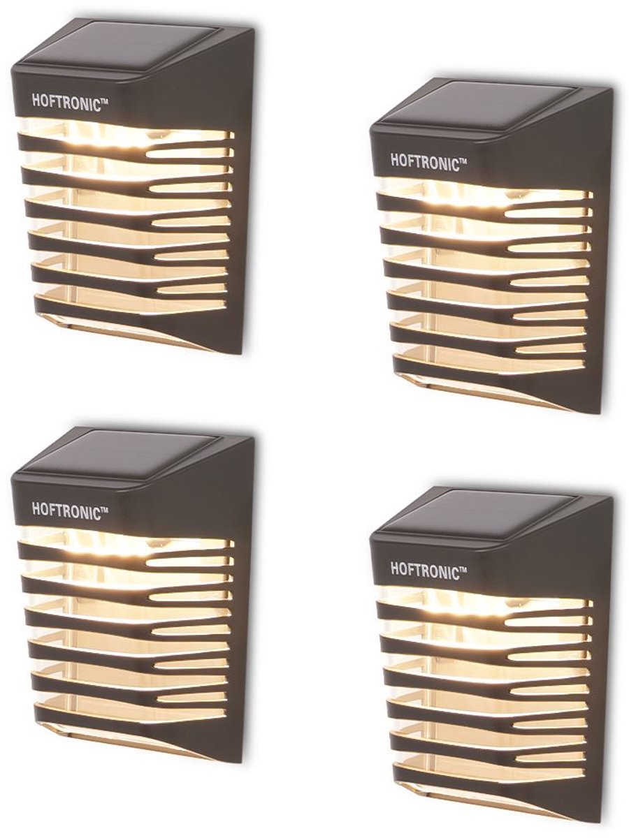 4x HOFTRONIC Dono - Solar Buitenlamp - IP65 Waterdicht - Wintersolar Technologie Monokristal Zonnepaneel - 3000K Warm Wit (sfeervol) - Tuinverlichting op Zonne-energie