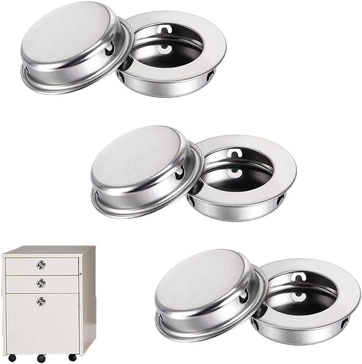 6pcs recessed round handles embedded handle recessed invisible sliding door pull handles round recessed sliding door - ShopVlot