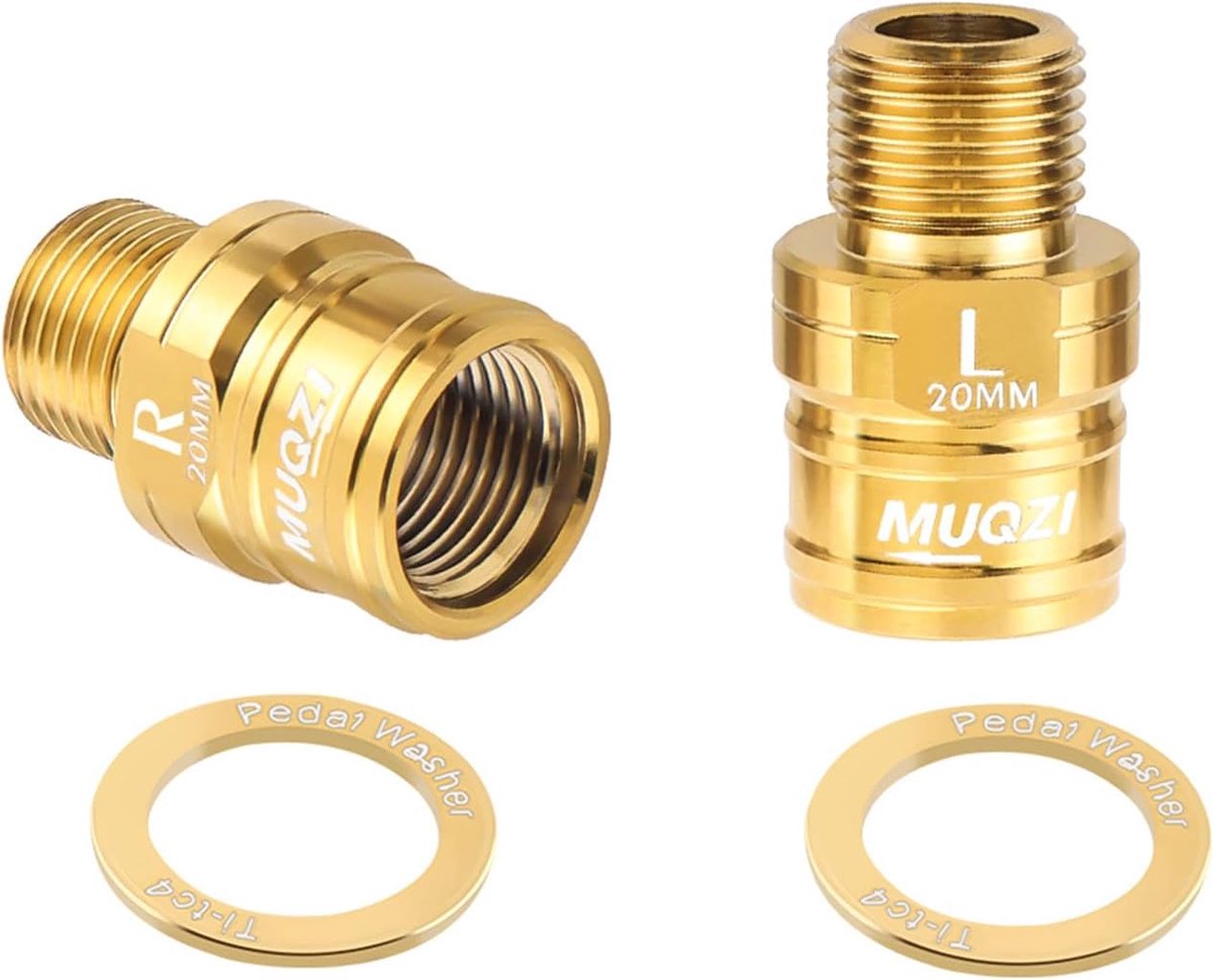 SnelShoppen - Fiets Pedalen Extenders, 1 Paar Titanium Legering Uitgebreide Pedal Spacer met Wasmachine voor 9/16" Draad Pedalen Fiets MTB