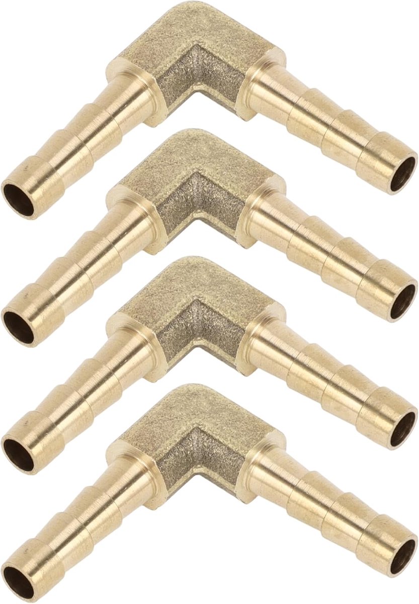 Motoforti Brass Barb Fittings, 13/64 Inch 2 Ways Elbow Brass Tube Connector for Air Water Oil Gas Fuel, 4 Pieces - ShopVlot