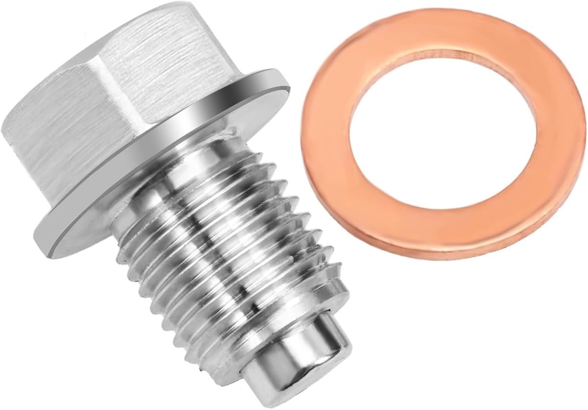 SnelShoppen - Magnetische Oliedrainbout M12 x 1.25 met Koperafsluitring - Hoogwaardige RVS Aluminium - Geschikt voor Auto's, Botens en Motorfietsen -