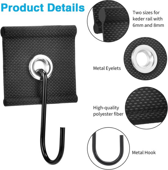 12 Pcs Loader Strip Hooks 5/6mm and 7/8mm, RV Awning Hooks for Tiller Rail, Camping Ticket Hooks, Tube Strip Hooks for - ShopVlot — afbeelding 2
